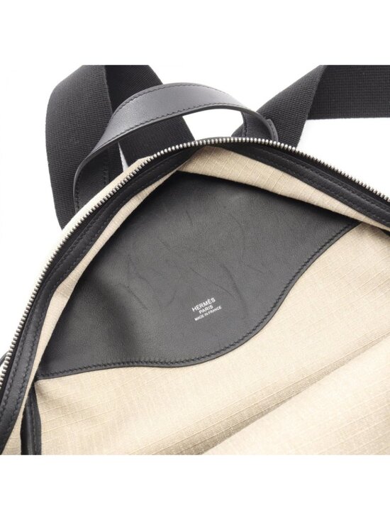 Hermes Backpack All Fishel Black Canvas Leather main image 7